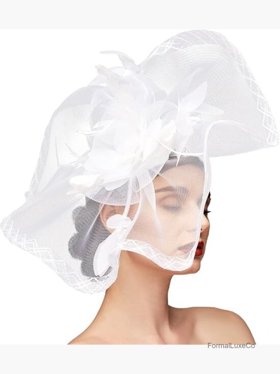 Mesh Floral Feather Fascinator Headband for Weddings Tea Parties